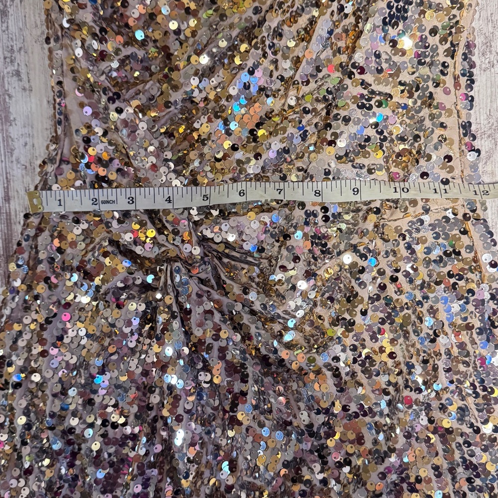 Deb Asymmetrical Sequin One Shoulder Dress Gold Silver Women’s Size Medium - Picture 5 of 7